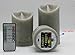 Kitch Aroma Set of 3 Assorted Grey/Brown/Black flameless Candles 3 x 4/5/6inch Battery Operated LED Pillar Candles with Moving Flame for Halloween Thanksgiving Christmas Home Decor