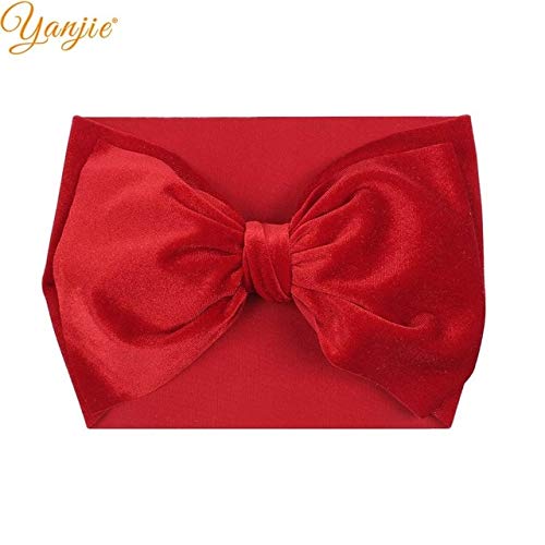 Hangon 7 Hair Bows Velvet Headband Wide Solid Soft Hair Elastic