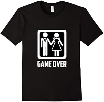Mens Funny Wedding TShirt Gifts Game Over Couple Large Black
