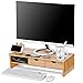 Bamboo Monitor Stand Computer Riser, Multifunctional Monitor Storage Stand with Storage Drawers, Desktop Laptop Stand Storage Organizer 21×7.5inchthumb 1