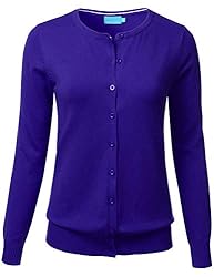 FLORIA Women's Button Down Crew Neck Long Sleeve