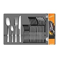 HOMEWINS 24-Piece Stainless Steel Cutlery with Gift Box Steak Knife Fork Spoon Sets Silverware Tableware Set Mirror Polished