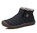 JACKSHIBO Women Men Fully Fur Lined Waterproof Anti-Slip Outdoor Slippers Ankle Boots House Slipper