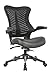 OfficeFactor Executive Ergonomic Computer Office Chair Back Mesh Bonded Leather Seat Flip-up Arms Lumbar Support Molded Foam Seat Adjustable Height Home Office Desk Chair (Black)