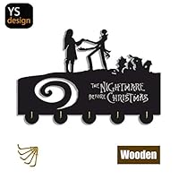 The Nightmare Before Christmas Key Hooks-Wall Hooks Heavy Duty 20LB(Max),Wall Décor,Wood Coat Hooks, Key Holder,Key Hanger for Wall、Entryway and Kitchen