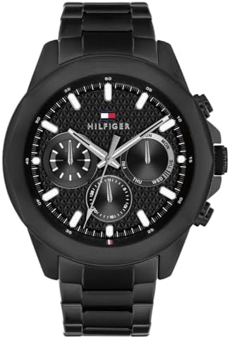 Tommy Hilfiger LARS MENS BLACK DIAL IONIC PLATED BLACK STEEL Watch ...