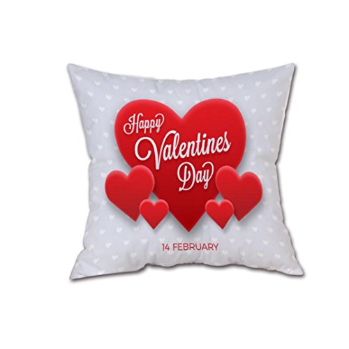 SUKEQ Happy valentine Day's Throw Pillow Covers Home Decorative Cushion Cover Pillow Case Valentine Gift, 18 x 18 Inch (White F)