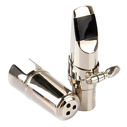 image for Aibay Bb Soprano Saxophone Metal Mouthpiece with Cap and Ligature Size