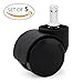 Office Chair Caster Wheels for Hardwood - Laminate Floor Mat and all Floors (Set of 5) Black
