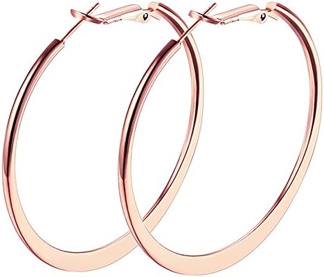 Gold Hoop Earrings,18K Gold Plated Rounded Hoops Earrings for Women
