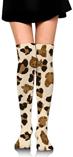 Leopard Pattern Compression Socks Women Pregnancy Shin Splints Medical Graduated Knit Boot Stockings Leg Warmer for Nurse Mates Travel 20-30 mmhg - Over Knee High