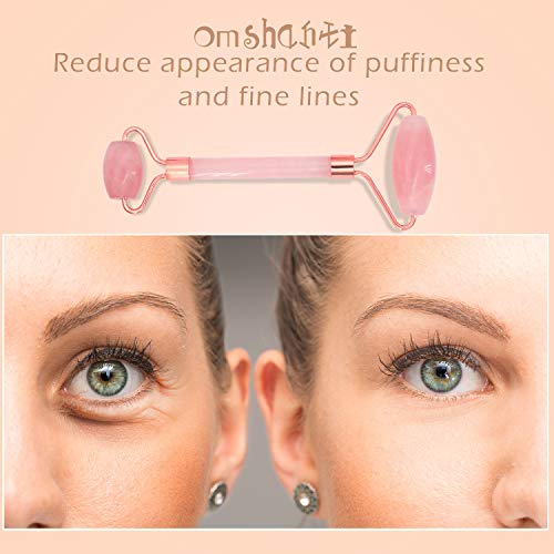 Rose Quartz Roller for Face - Anti Aging Massage Skincare Tool for All Skin Types, Rose Jade Facial Roller, Face Roller, Facial Massage Roller