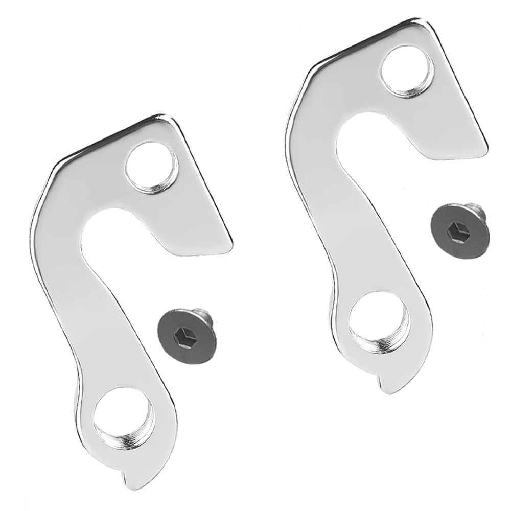 RAQIFAYA 2 Sets Derailleur Hanger with Screw Aluminium Alloy Transmission Tail Hook Lug Rear Gear Hanger Cycling Accessory for Replacing Bicycles Mountain Bike Parts