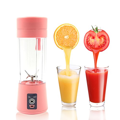 Click Here to See More Images SLC Portable Blender USB Juicer Cup Fruit Mixing Machine Personal Size Electric Rechargeable Juice Mixer Blender Water Bottle 380ml with 6 Blades and USB Charger Cable