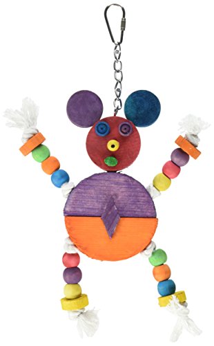 A&E CAGE COMPANY HB46352 Happy Beaks Crazy Wooden Mouse Assorted Bird Toy, 9 by 11.8