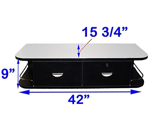 InkBed Locking Wall Mount Tattoo Station with Stainless Steel Top Machine Holder & 4 Port Power Strip