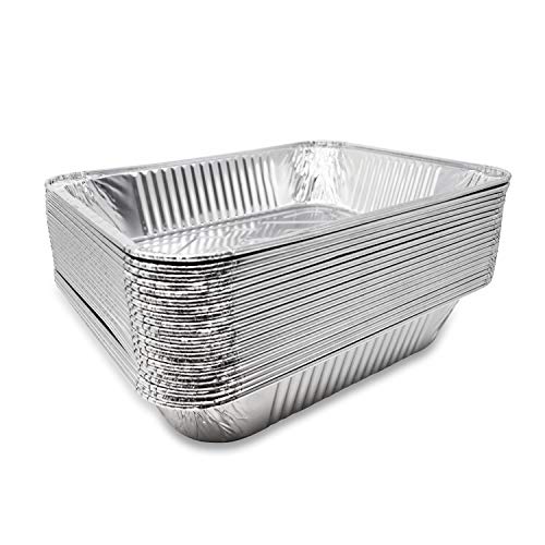 Fig & Leaf (35 Pack) Premium 9" x 13" Aluminum Pans l Half Size Deep Steam Table Pan l Heavy Duty 34 Gauge l Disposable Chafing Foil for Roasting, Baking, or Cooking