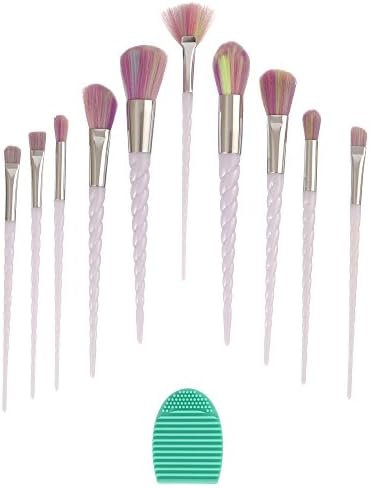 Angeltyr Makeup Brushes Set - Unicorn Premium Synthetic Kabuki Cosmetics Foundation Blending Blush Eye Shadow Powder Brush Makeup Brush Kit and Brush Egg (10+1pcs,Multicolor)