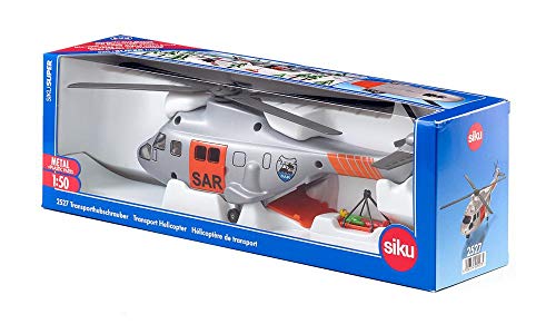 Siku 2527, SAR Transporthubschrauber, 1:50, Metall/Kunststoff, Inkl. Trage und zu rettende Spielzeugfigur, Automatisch einziehbare Seilwinde, Mehrfarbig – Bild 8