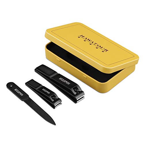 Nail Clippers Set, Stainless Steel Fingernail and Toenail Clipper with Nail File by HAWATOUR