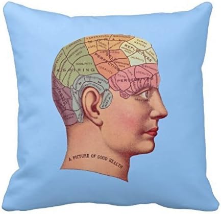 LCArtStore Mind Brain Map Phrenology Head 18x18 Inch Cotton Linen Decorative Pillow Case Throw Pillow.