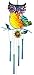 Bejeweled Display Beautiful Multicolored Owl w/Stained Glass Wind Chime Tubes w/Gift Box