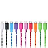 OKRAY 10 Pack Mini Short Micro USB 2.0 Sync and Charging Data Cable Cord with Round Nylon Braided Fabric for Android, Galaxy, HTC M9 M8, LG G3 G2, NOKIA, Google Nexus, Blackberry - 11.8 Inch (30CM)