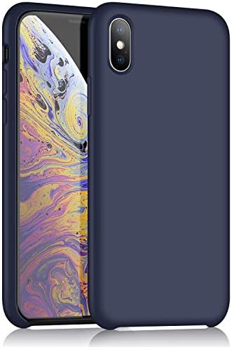 iPhone X Silicone Case, XSHNUO Liquid Silicone Gel Rubber Ultra Thin Case with Soft Microfiber Cloth Lining Cushion for iPhone X (2017) 5.8 inch (Midnight Blue)