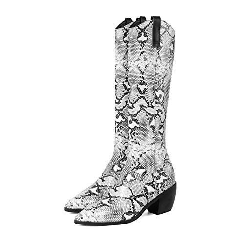 416ziCUo4QL YHZQ 2020 Rodilla Botas Altas Mujer, Botas De Serpiente Patrón Cuero con Bloque Talón, Otoño Invierno sobre La Rodilla… YHZQ 2020 Rodilla Botas Altas Mujer, Botas De Serpiente Patrón Cuero con Bloque Talón, Otoño Invierno sobre La Rodilla… - Imagen 7