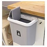 KARYHOME Hanging Trash Can,Small Cabinet Kitchen Trash Can, Garbage Can for Kitchen Cupboard with Automatic Return Lid,Grey