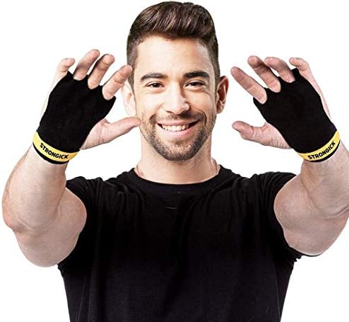 Strongick Crossfit Gear Set | Kettlebell Weights, Pull Up Bar and Barbell Workout Glove | Deadlift, Weight Lifting and Strength Training Support | Includes Hand Grip, Wrist Wraps