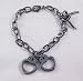 New 7.5" Gunmetal Heart Shaped Handcuff Bracelet