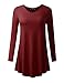 AMORE ALLFY Women's Long Sleeve V-neck Flare Hem Tunic Burgundy Medium