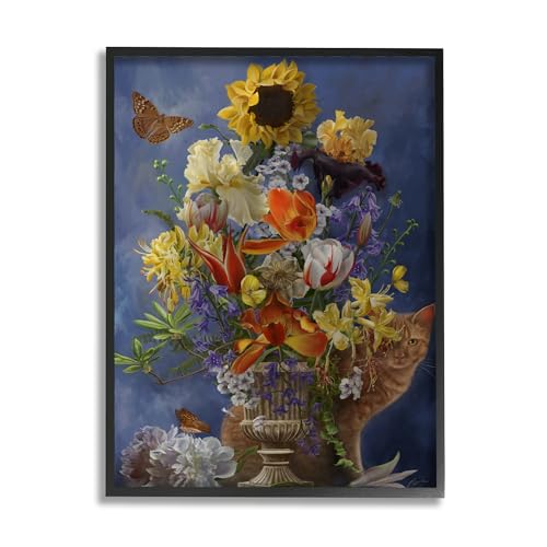 Stupell Industries Cat & Country Vase Framed Giclee Art by Nene Thomas