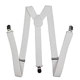 Cinny Suspender for Men and Women Polyester with Metal Clips (White)