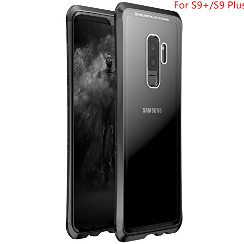 For Galaxy S9+/S9Plus,DAYJOY Dual Color Premium Aluminum Metal Shockproof Bumper Frame Case With tempered Glass Back Cover for Samsung Galaxy S9+/S9 Plus (BLACK)