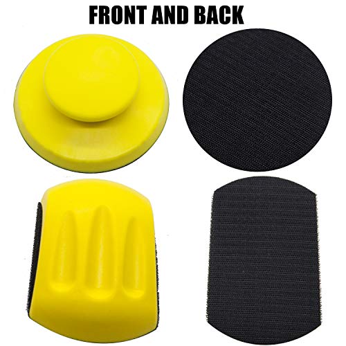 Hand Sanding Blocks, GOH DODD 5 Inch 2 Pieces Round and Mouse Hook Backing Plate Sand Pad with