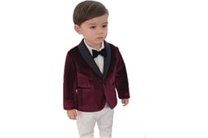 SETWELL 2024 Little Boy Velvet Toddler Blazers for Boy Children Kids Shawl Lapel Jacket STTZJK001