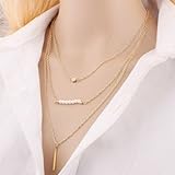 Shoopic Layered Coin Bar Pendant Lariat Disc Drop Y Chain Necklace for Women