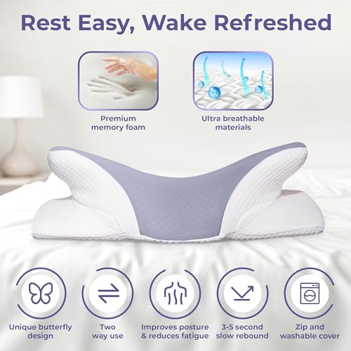 Comfortpad 2 in 1 Memory foam neck shoulder pillow cushion | OSA Sleep APNEA | Back and side sleepers, supportive sleep pillow, British Company