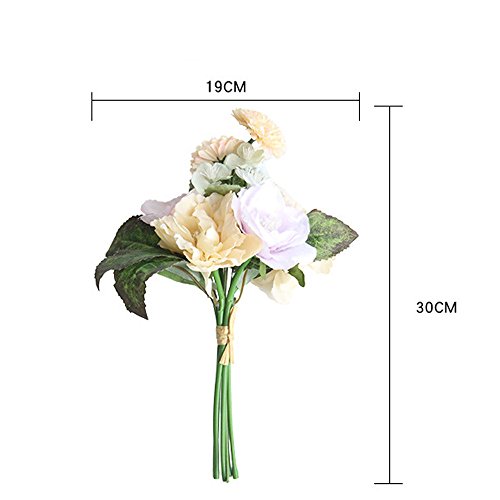 Sagton Artificial Silk Fake Flowers Peony Floral Wedding Bouquet Bridal Hydrangea DecorMulticolour - Thumbnail 6
