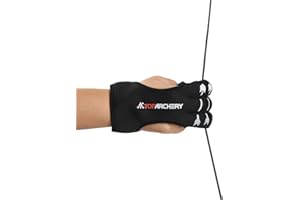 TOPARCHERY Archery Glove Three Finger Guard - Shooting Gloves Finger Tab for Men Women Beginner, Recurve Compound Bow Hunting