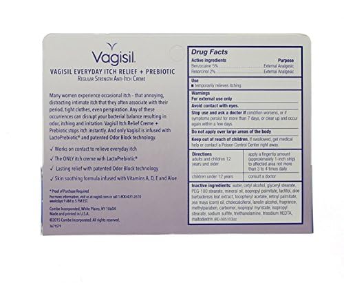 VAGISIL MAXIMUM STRENGTH FEMININE ANTI-ITCH CREAM WITH BENZOCAINE FOR WOMEN, HELPS RELIEVE YEAST INFECTION IRRITATION, GYNECOLOGIST TESTED, FAST-ACTING, SOOTHES AND COOLS SKIN, 1 OZ