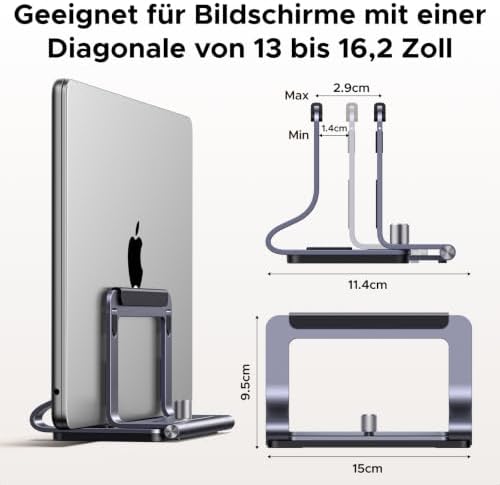 Laptop Ständer Vertikal, 2-in-1 Aluminium Laptop Stand