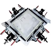 EQCOTWEA Screen Printing Mesh Stretcher 24x24 inch,4-Side Manual Mesh Stretching Equipment for 60x60cm Frames,High-Precision Screen Printing Stretcher with Rubber Locking Bars