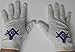 Masonic White Cotton Gloves With Blue & Black Color Machine Made Embroidered Square, Compass & G (X-L)