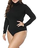 Allegrace Women's Plus Size Long Sleeve Turtleneck Crotch Snap Jumpsuits Rompers