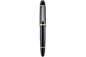 WIKULT Jinhao X159 Black Acrylic Fountain Pen, Size 8 Extra Fine Nib Gold Trim Classic Design Smooth Writing Pen with Converter