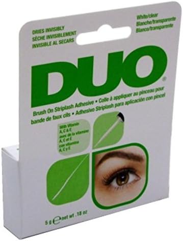 Duo Brush-On Adhesive White/ Clear W/Vitamins A-C-E 0.18oz (6 Pack), Clear,White