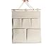 Co-link Linen/Cotton Fabric 5 Pockets Wall Door Closet Hanging Storage Bag Organizer,13.8